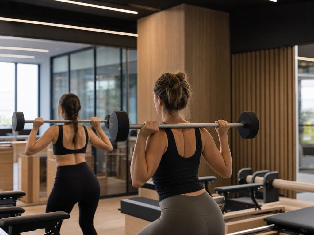Clase de Powerfit con barras en el estudio Moris